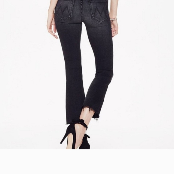 MOTHER The Hustler Ankle Fray In Cat Got Your Tongue Black Jeans, Size 26 - Picture 5 of 16